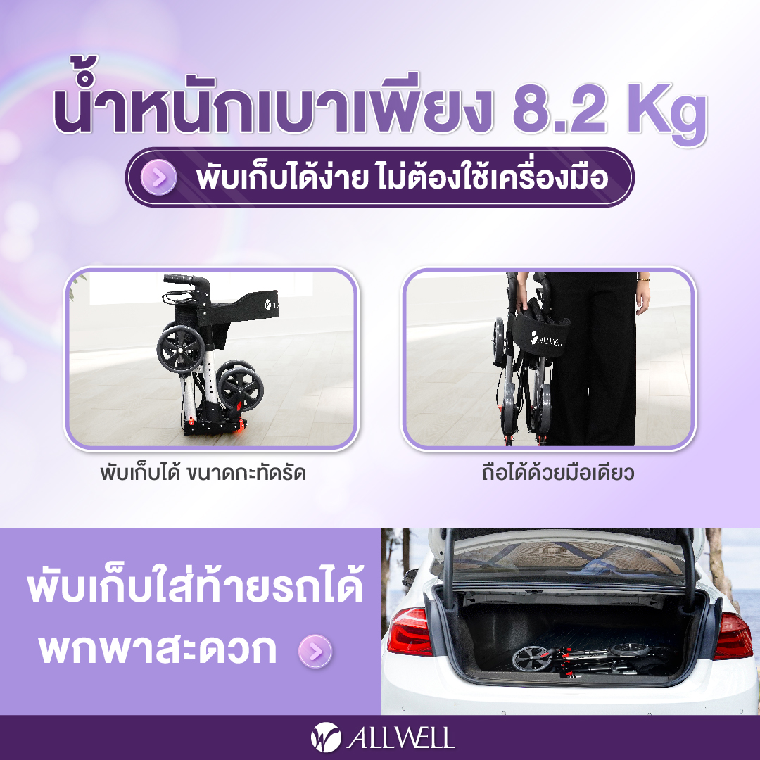 รถเข็นช่วยเดิน ALLWELL WALK A (สีเงิน)_2